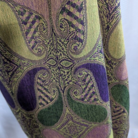 Pashmina Cashmere Silk Blend Paisley Firenze Italy Scarf Wrap Shawl - Picture 7 of 9